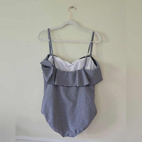 NWT Kona Sol Swimsuit Blue Gingham Ruffle One Piece Bathing Suit Size XL (16-18) - Picture 13 of 16